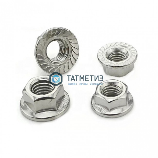 Гайка М10 DIN 6923 А4 с фланцем | «ТАТМЕТИЗ» Гайка М10 DIN 6923 А4 с фланцем - магазин крепежа «ТАТМЕТИЗ»