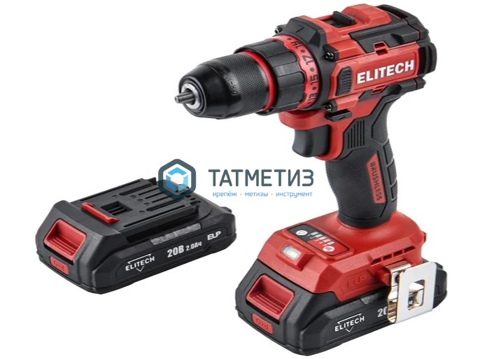Дрель аккум, ELITECH  ДА 20БЛ2 б/щет 20 Вт, 2х2.0Ач, ELP, БЗП-10мм, 0-500/2000об/мин, 50Нм -  магазин крепежа «ТАТМЕТИЗ»