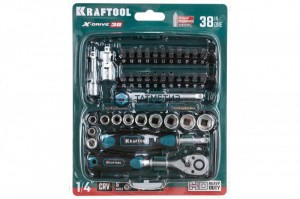 Набор инструментов, 1/4", 38 предметов KRAFTOOL Universal-38 -  магазин крепежа «ТАТМЕТИЗ»