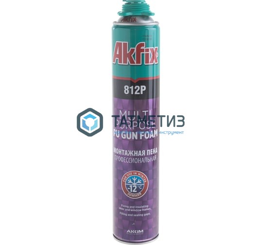 Пена монтажная проф Akfix 812P зимняя 850мл (-12°С) (12) | «ТАТМЕТИЗ» Пена монтажная проф Akfix 812P зимняя 850мл (-12°С) (12) - магазин крепежа «ТАТМЕТИЗ»
